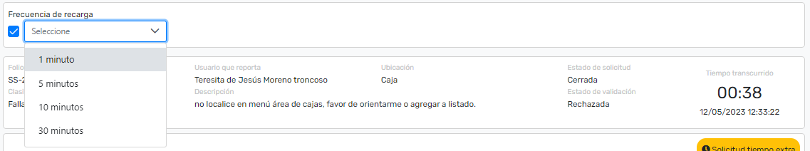 Menú de Frecuencia de Descarga